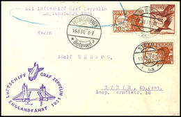 7313 Österreich: 1931, Englandfahrt, Auflieferung Friedrichshafen, Brief Aus WIEN 16.VIII. Mit U.a. 3 S. Flugpost, Adres - Sonstige & Ohne Zuordnung