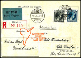 7326 Luxemburg: 1932, 4. Südamerikafahrt, Auflieferung Friedrichshafen, R-Karte Aus DIEKIRCH 28.4. Via LUXEMBOURG 28.4.  - Andere & Zonder Classificatie