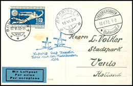 7330 Schweiz: 1932, Fahrt In Die Niederlande, Auflieferung Friedrichshafen Mit Abwurf Groningen, Karte Aus ROMANSHORN 17 - Sonstige & Ohne Zuordnung