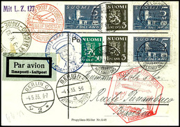 7343 Finnland: 1933, 1. Südamerikafahrt Mit Anschlussflug Berlin, Karte Aus HELSINGORS 3.V. Mit Hoher Frankatur Nach Rec - Autres & Non Classés