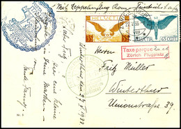 7344 Schweiz: 1933, Italienfahrt, Aufliegung Rom Bis Friedrichshafen, Karte Aus ROMANSHORN 27.V. Mit Flugpost-Frankatur  - Sonstige & Ohne Zuordnung