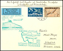 7347 Schweiz: 1933, Saargebietsfahrt, Brief Aus ZÜRICH FLUGPLATZ 24.VI. Mit Flugpostfrankatur Und Beiden Sonderbestätigu - Andere & Zonder Classificatie