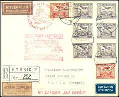 7351 Polen: 1933, 4. Südamerikafahrt Mit Anschlussflug Berlin, R-Brief Aus RYBNIK 31.VI. Mit Vorder- Und Rückseitiger Fl - Sonstige & Ohne Zuordnung