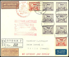 7351 Polen: 1933, 4. Südamerikafahrt Mit Anschlussflug Berlin, R-Brief Aus RYBNIK 31.VI. Mit Vorder- Und Rückseitiger Fl - Other & Unclassified