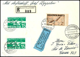 7352 Schweiz: 1933, 7. Südamerikafahrt, Auflieferung Friedrichshafen Bis Rio, R-Brief Aus ZÜRICH 13.IX. Mit Flugpostfran - Other & Unclassified