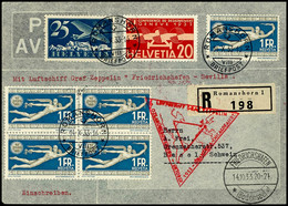 7357 Schweiz: 1933, Chicagofahrt, Auflieferung Friedrichshafen Bis Sevilla, R-Brief Aus ROMANSHORN 14.X. Mit Guter Frank - Other & Unclassified