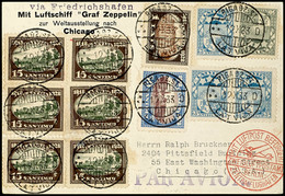 7361 Lettland: 1933, Chicagofahrt, Anschlussflug Berlin Bis Chicago, Karte Aus RIGA 12.X. Mit Bunter Frankatur Und Allen - Sonstige & Ohne Zuordnung