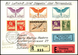 7368 Schweiz: 1934, 11. Südamerikafahrt, Auflieferung Friedrichshafen Bis Recife, R-Eilboten-Brief Mit Bunter Frankatur  - Autres & Non Classés