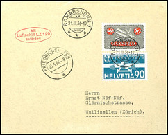 7376 Schweiz: 1936, 1. Postfahrt LZ Hindenburg, Auflieferung Friedrichshafen, Brief Aus ROAMANSHORN 21.III. Mit Flugpost - Autres & Non Classés