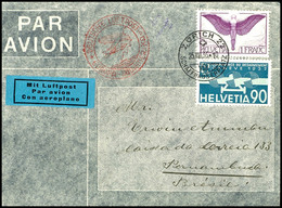 7388 Schweiz: 1936, 12. Südamerikafahrt, Brief Aus ZÜRICH 25.VIII. Mit 1 Fr. Und 90 C. Flugpost Via Frankfurt Mit Flugbe - Other & Unclassified