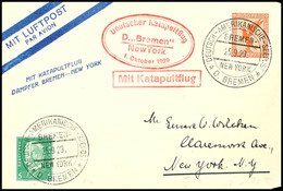 7394 1929, D. Bremen 1.10, Vordruckumschlag Mit Dt. Seepostaufgabe Vom 25.9. In Die USA, Pracht, Katalog: K7d BF - Andere & Zonder Classificatie