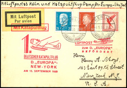 7398 1930, D. Europa 15.9., Karte Aus BERLIN-ZENTRALFLUGHAFEN 9.9. Mit Nachbringeflug Köln Cherbourg Und Sonder-Cachet I - Sonstige & Ohne Zuordnung