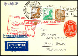 7412 1935, D. Europa 13.6., Karte Mit Dt. Seepostaufgabe Vom 11.6. Mit Roter Olympiade-Vignette Nach Berlin, Pracht, Kat - Autres & Non Classés