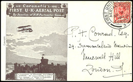 7438 1911, "FIRST UNITED KINGDOM AERIAL POST LONDON SP. 9." Klar Auf Entsprechendem Vordruckumschlag In Braun Mit 1 P. F - Other & Unclassified