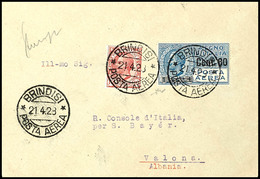 7444 80 C. Auf 1 L. Flugpost Mit Zufrankatur Auf Erstflug-Brief Brindisi - Vlora Aus BRINDISI 21.4.28 Nach Valona, Alban - Other & Unclassified