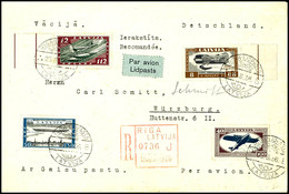 7456 8 S. / 68 S. - 40 S. / 190 S. Hilfsfonds Für Verunglückte Flieger Gezähnt Kpl. Auf R-Luftpostbrief Aus RIGA-LIDPAST - Lettonie