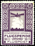 7479 50 Cts. Flugpost Langnau Flugspende, Ungebraucht, Pracht, Katalog: VI * - Sonstige & Ohne Zuordnung