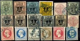 8097 1851 - 1864, Ungebrauchtes Und Gestempeltes Lot Mit 18 Marken, Dabei Bessere Werte Wie MiNr. 3 Gestempelt Gepr. Kra - Hannover