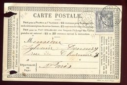 Carte Précurseur De Saint Etienne Pour Paris En 1877 - Cartes Précurseurs