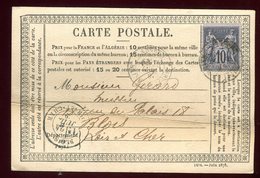 Carte Précurseur ( Pli Central ) De Angers Pour Blois En 1879 - Voorloper Kaarten