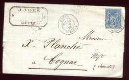 Lettre Sans Texte De Cette Pour Cognac En 1878 - 1877-1920: Periodo Semi Moderno