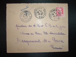 DEVANT TP M. DE GANDON 15F OBL.24-4 1951 TREVIERES CALVADOS (14) T De TAXE Annulée - 1859-1959 Covers & Documents