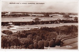 Postcard Marine Lake & Kings Gardens Southport RP PU In 1941 To Bradshaw Nr Bolton My Ref  B12370 - Southport