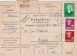 NORVEGE 1946 COLIS POSTAL DE SKIEN - Cartas & Documentos