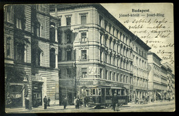 95767 BUDAPEST 1906. József Körút , Régi Képeslap, Villamos , üzletek - Ungarn