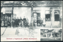 97265 VÁGFARKASD / Vlčany 1912. Ritka Régi Képeslap, Otthon Kávéház, Fischer üzlete  / HUNGARY / SLOVAKIA - Hongrie