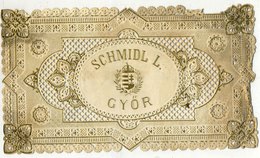 87810a GYŐR 1880. Cca. Schmidl Csokoládé és Cukorka Gyár , Csipkézett, Aranyozott, Címeres Papírtálca .Ritka, Az Egyik E - Publicités