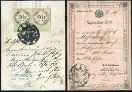 97681 ÓBECSE 1859. Szép Igazolvány, Okmány Bélyegekkel  /  ÓBECSE 1859 Nice ID, Stamp Duty - Steuermarken
