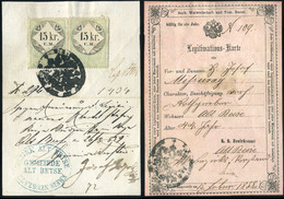 97681 ÓBECSE 1859. Szép Igazolvány, Okmány Bélyegekkel  /  ÓBECSE 1859 Nice ID, Stamp Duty - Fiscaux