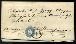 95745 DEBRECEN 1865. 10Kr-os Levél Tartalommal, "Áldás Hazánknak" Dombornyomott Levélpapíron Beregszászra Küldve - Used Stamps