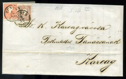 95846a PEST 1858. 10+5Kr I. Tip. érdekes Tartalmú Levélen Karcagra Küldve - Used Stamps