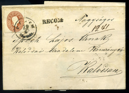 96310 PESTH  1861. Ajánlott Boríték 10+2*5kr (elvágva) Kalocsára Küldve - Used Stamps
