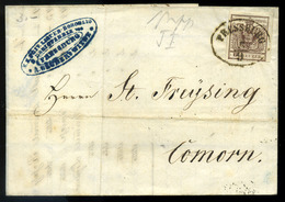 96342 PRESSBURG/POZSONY 1853. Szép 6kr-os Számla Levél Komáromba Küldve - Used Stamps