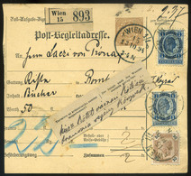 98105 AUSZTRIA 1894. Csomagszállító ötbélyeges, Magas Bérmentesítéssel Romhányba , Nógrád Vármegyébe , A Prónay Kastélyb - Briefe U. Dokumente