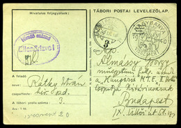 95718 NAGYBÁNYA 1940. Tábori Postalap Visszatért és Híradó Század Bélyegzéssel - Lettres & Documents