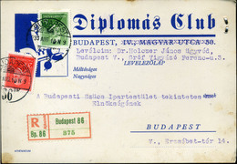 95858 BUDAPEST 1933. Helyi,ajánlott Levlap Arcképek Bérmentesítéssel - Briefe U. Dokumente