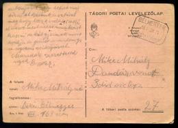 95823 BÉLMEGYER 1940. Tábori Posta Levlap, Postaügynökségi Bélyegzéssel - Lettres & Documents