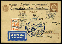 96300 1931. Dekoratív, Belföldi Zeppelin Légi Díjjegyes Levlap Budapest>Debrecen>Kunágota - Lettres & Documents