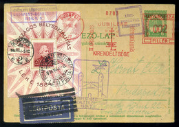 96368 1934.  LEHE Blokk Alkalmi Légi Francotyp Bélyegzésű Díjjegyes Levelezőlapon - Covers & Documents