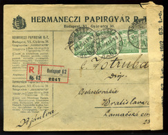 94038 BUDAPEST 1923. Dekoratív, Ajánlott Céges Levél Pozsonyba Küldve - Lettres & Documents