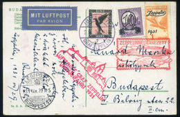 97008 1931. Dekoratív Magyar-német Bélyeges Zeppelin Képeslap - Covers & Documents