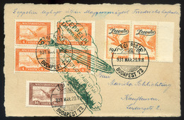 97025 1931. Dekoratív Zeppelin Levlap Németországba Küldve - Lettres & Documents