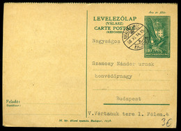 96420 KIRÁLYHELMEC 1938. Válaszos Díjjegyes Levlap Budapestre - Lettres & Documents