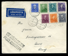 97894 BUDAPEST 1936. Légikevél, Hétszínű Arcképek Bérmentesítéssel Svájcba Küldve - Covers & Documents