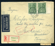 97893 BUDAPEST 1943. Cenzúrázott, Ajánlott Légi Levél Törökországba Küldve - Lettres & Documents