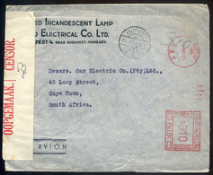 97888 BUDAPEST 1940. Francotyp Bérmentesítésű, Cenzúrázott Légi Levél Dél Afrikába Küldve! - Lettres & Documents